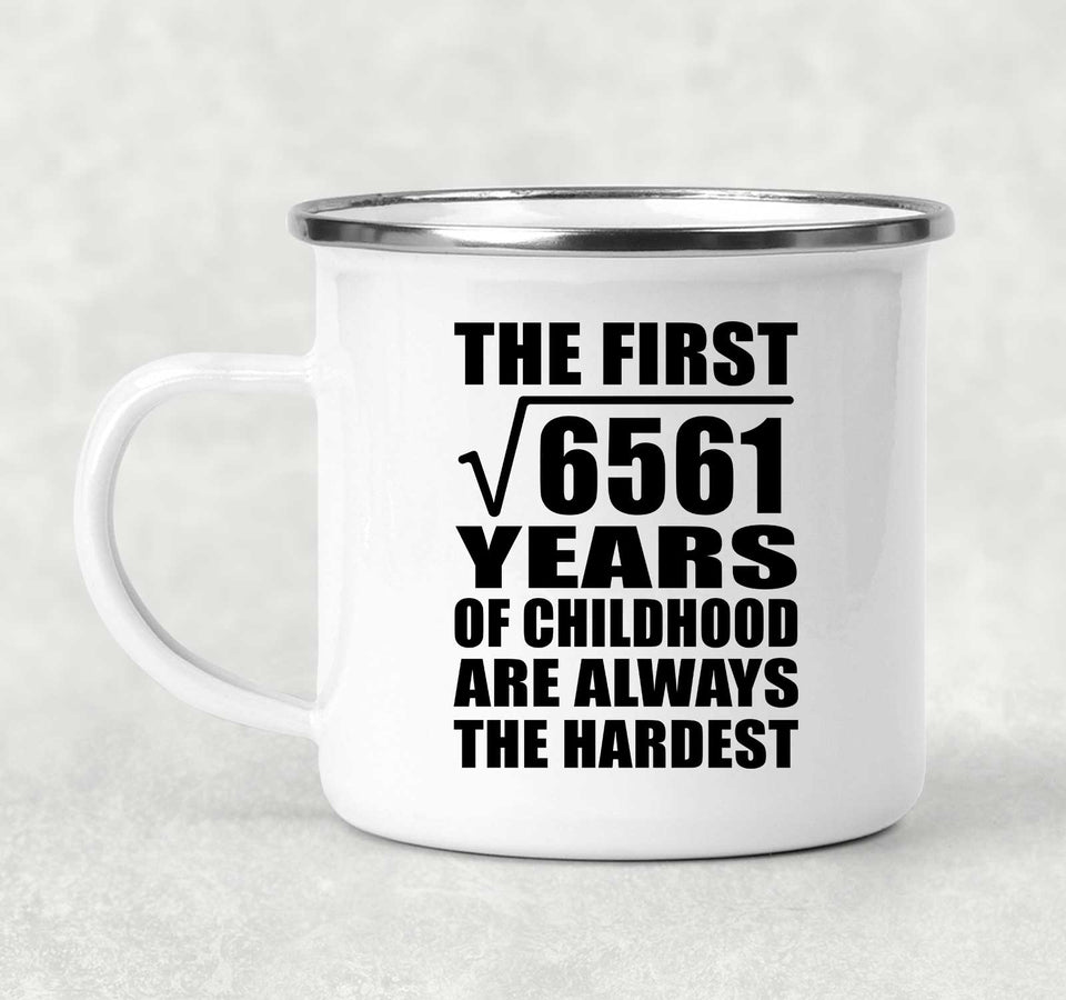 81st Birthday Square Root of 6561 Years of Childhood - 12oz Camping Mug