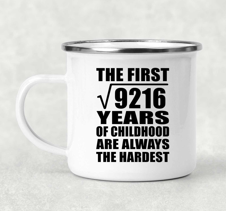 96th Birthday Square Root of 9216 Years of Childhood - 12oz Camping Mug