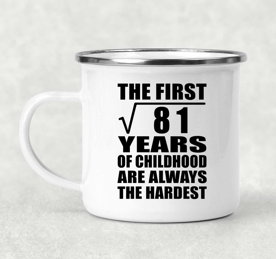 9th Birthday Square Root of 81 Years of Childhood - 12oz Camping Mug