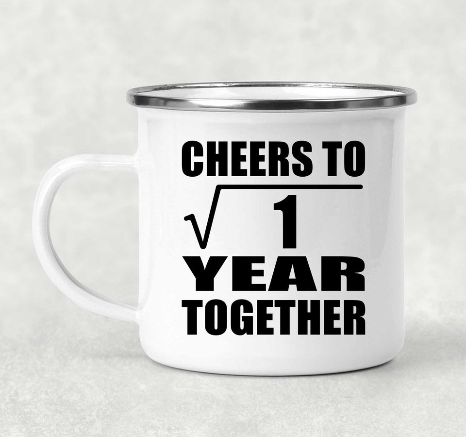 1st Anniversary Cheers To  Square Root of 1 Year Together - 12oz Camping Mug