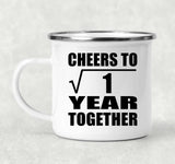 1st Anniversary Cheers To  Square Root of 1 Year Together - 12oz Camping Mug