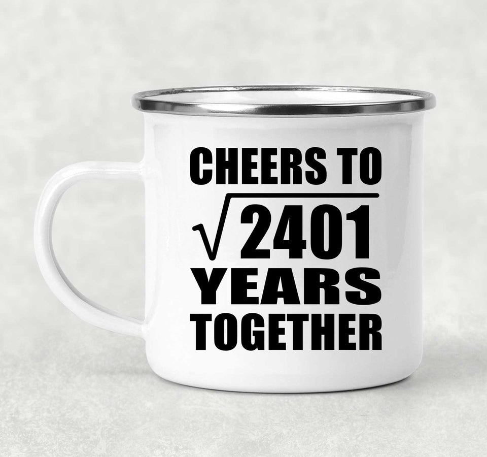 49th Anniversary Cheers To Square Root of 2401 Years Together - 12oz Camping Mug