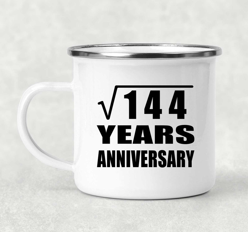 12th Anniversary Square Root of 144 Years Anniversary - 12oz Camping Mug