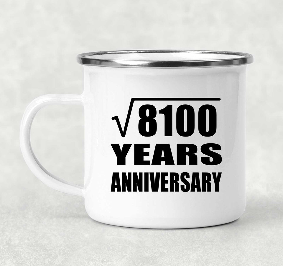 90th Anniversary Square Root of 8100 Years Anniversary - 12oz Camping Mug