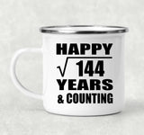 Happy 12th Anniversary Square Root of 144 Years & Counting - 12oz Camping Mug