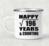 Happy 14th Anniversary Square Root of 196 Years & Counting - 12oz Camping Mug
