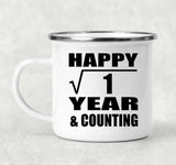Happy 1st Anniversary Square Root of 1 Year & Counting - 12oz Camping Mug