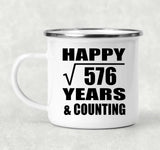 Happy 24th Anniversary Square Root of 576 Years & Counting - 12oz Camping Mug