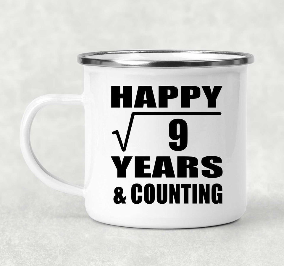 Happy 3rd Anniversary Square Root of 9 Years & Counting - 12oz Camping Mug