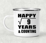 Happy 3rd Anniversary Square Root of 9 Years & Counting - 12oz Camping Mug