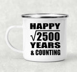 Happy 50th Anniversary Square Root of 2500 Years & Counting - 12oz Camping Mug