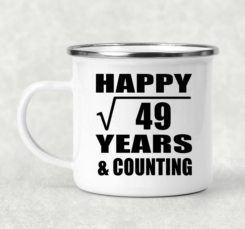 Happy 7th Anniversary Square Root of 49 Years & Counting - 12oz Camping Mug