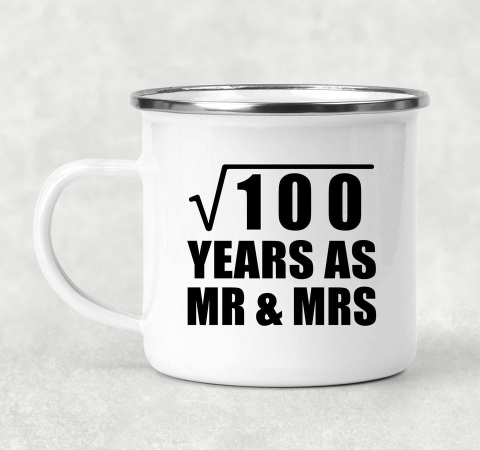 10th Anniversary Square Root of 100 Years As Mr & Mrs - 12oz Camping Mug