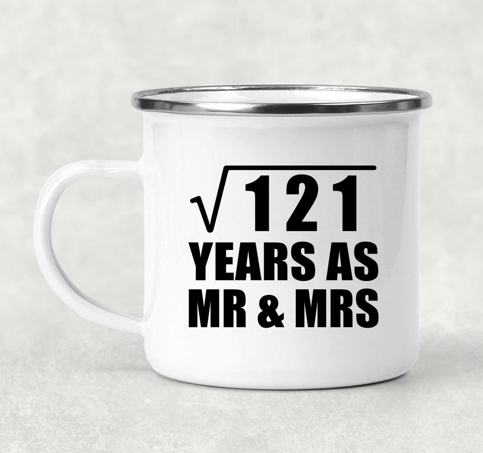 11th Anniversary Square Root of 121 Years As Mr & Mrs - 12oz Camping Mug