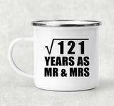 11th Anniversary Square Root of 121 Years As Mr & Mrs - 12oz Camping Mug