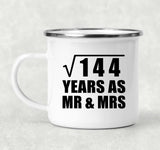 12th Anniversary Square Root of 144 Years As Mr & Mrs - 12oz Camping Mug