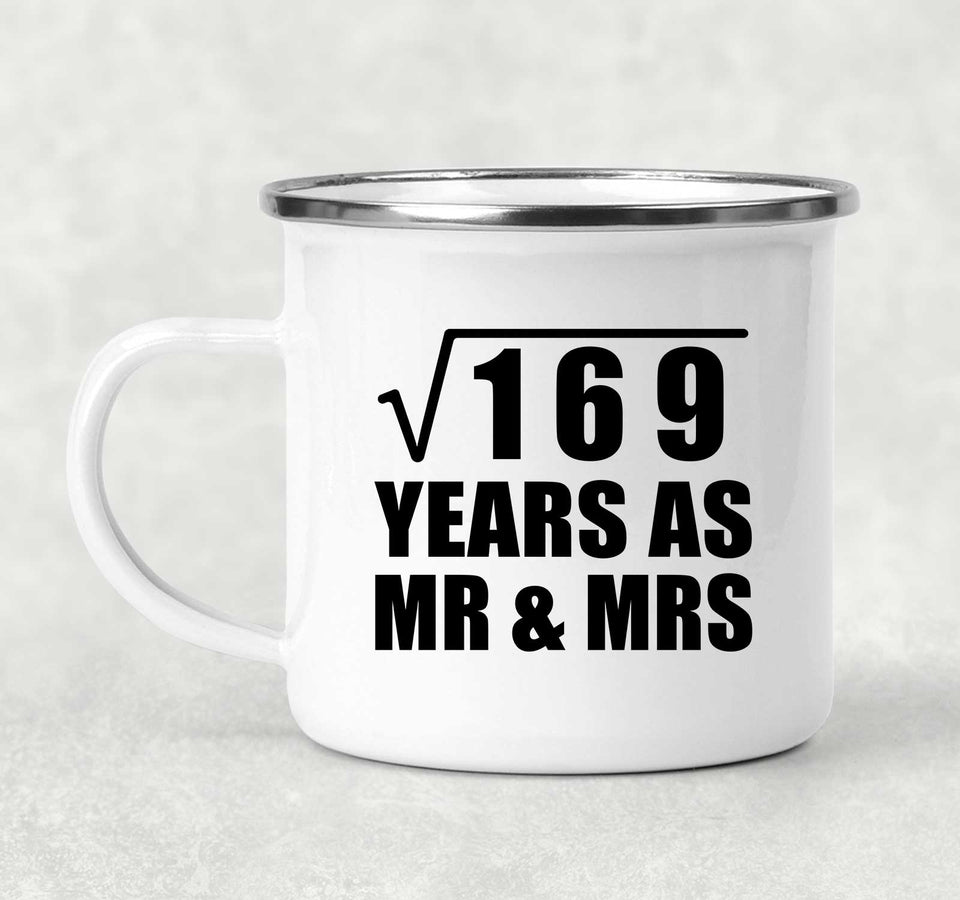 13th Anniversary Square Root of 169 Years As Mr & Mrs - 12oz Camping Mug