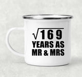 13th Anniversary Square Root of 169 Years As Mr & Mrs - 12oz Camping Mug