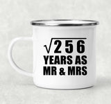 16th Anniversary Square Root of 256 Years As Mr & Mrs - 12oz Camping Mug
