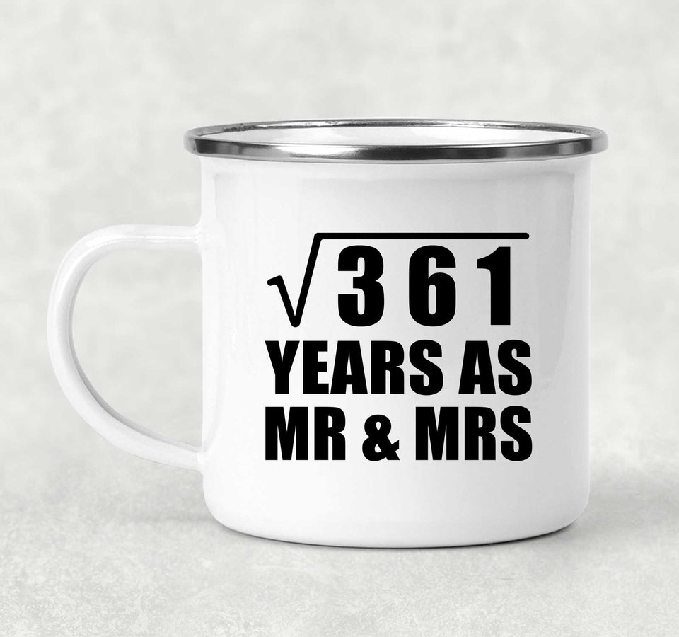 19th Anniversary Square Root of 361 Years As Mr & Mrs - 12oz Camping Mug