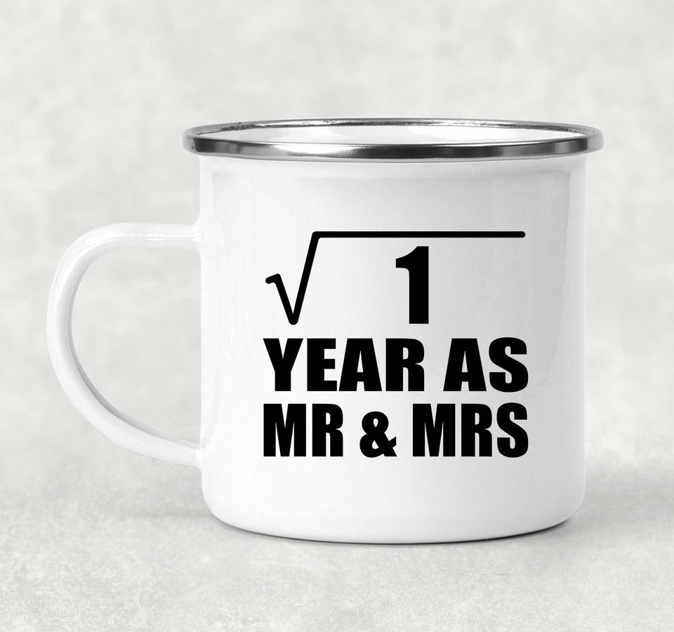 1st Anniversary Square Root of 1 Year As Mr & Mrs - 12oz Camping Mug