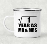 1st Anniversary Square Root of 1 Year As Mr & Mrs - 12oz Camping Mug