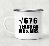 26th Anniversary Square Root of 676 Years As Mr & Mrs - 12oz Camping Mug