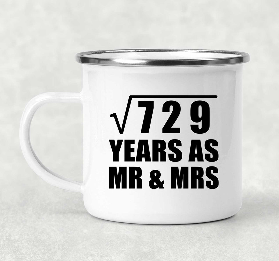 27th Anniversary Square Root of 729 Years As Mr & Mrs - 12oz Camping Mug