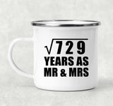 27th Anniversary Square Root of 729 Years As Mr & Mrs - 12oz Camping Mug