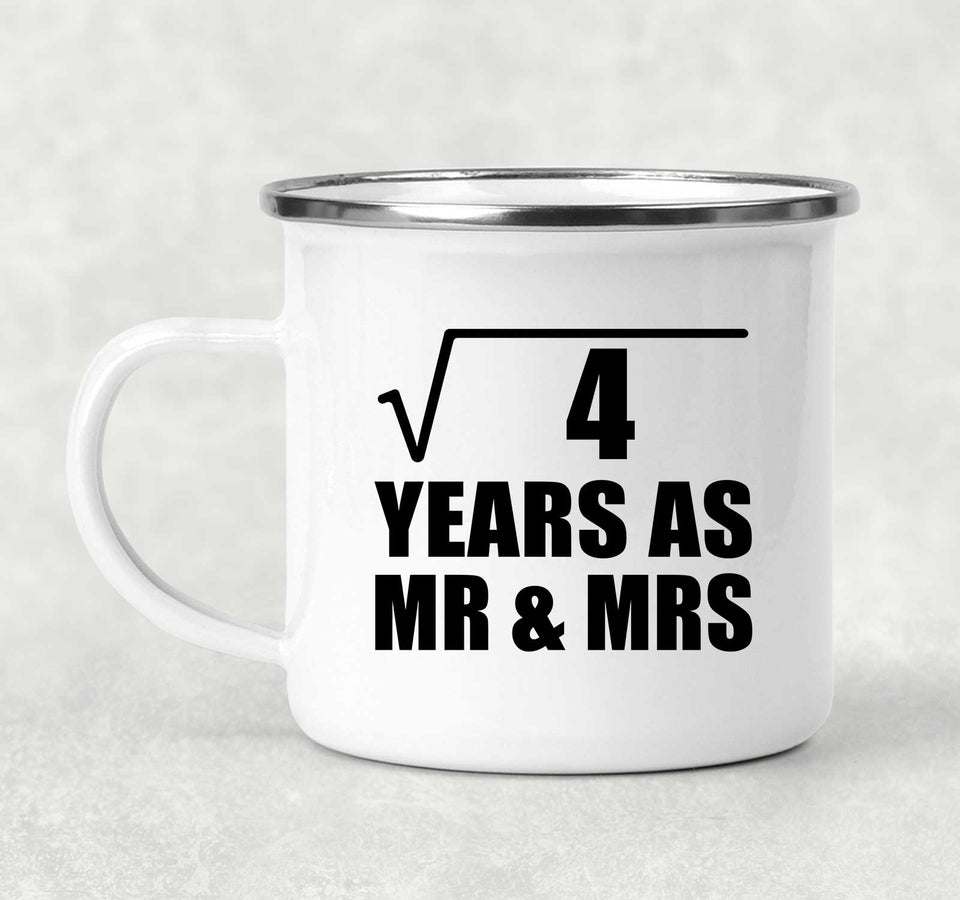 2nd Anniversary Square Root of 4 Years As Mr & Mrs - 12oz Camping Mug