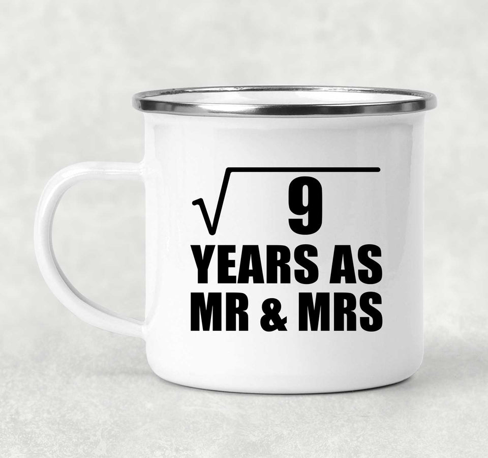 3rd Anniversary Square Root of 9 Years As Mr & Mrs - 12oz Camping Mug