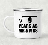 3rd Anniversary Square Root of 9 Years As Mr & Mrs - 12oz Camping Mug