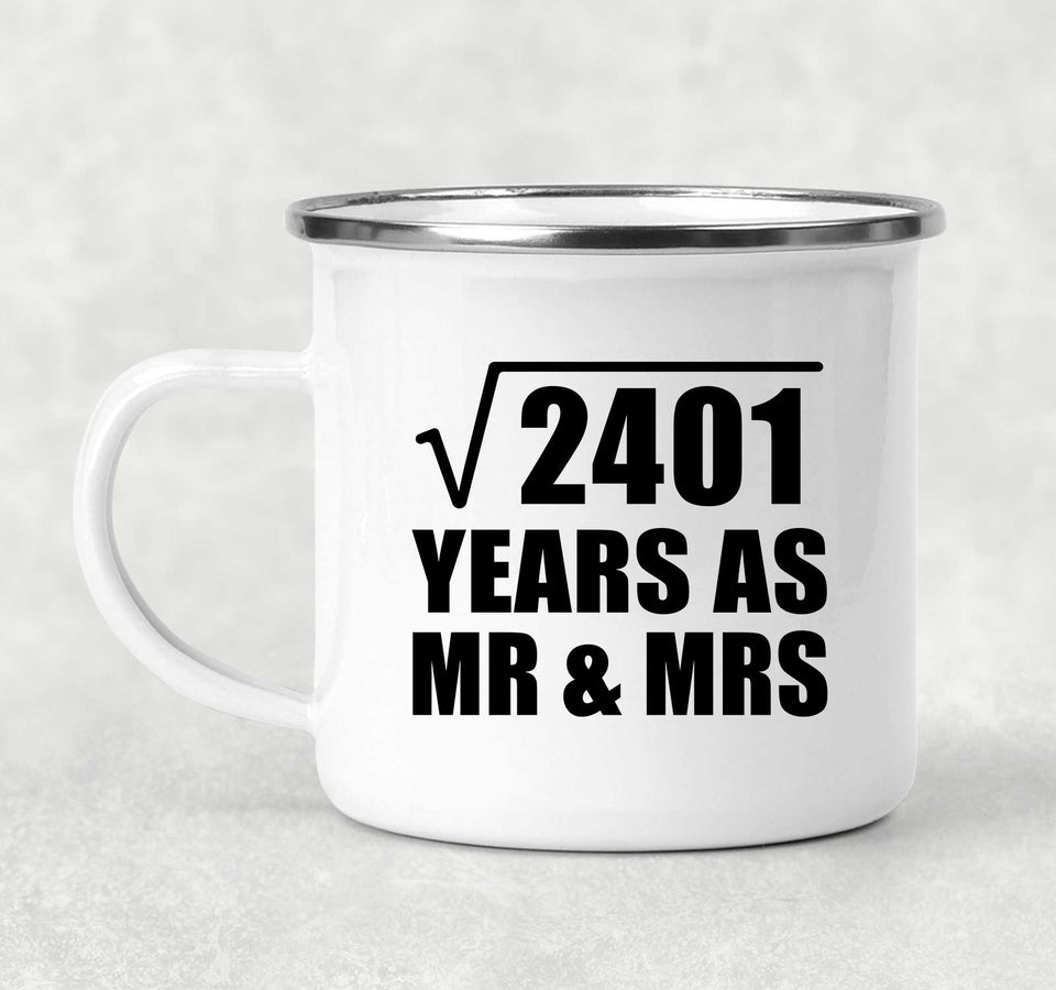49th Anniversary Square Root of 2401 Years As Mr & Mrs - 12oz Camping Mug