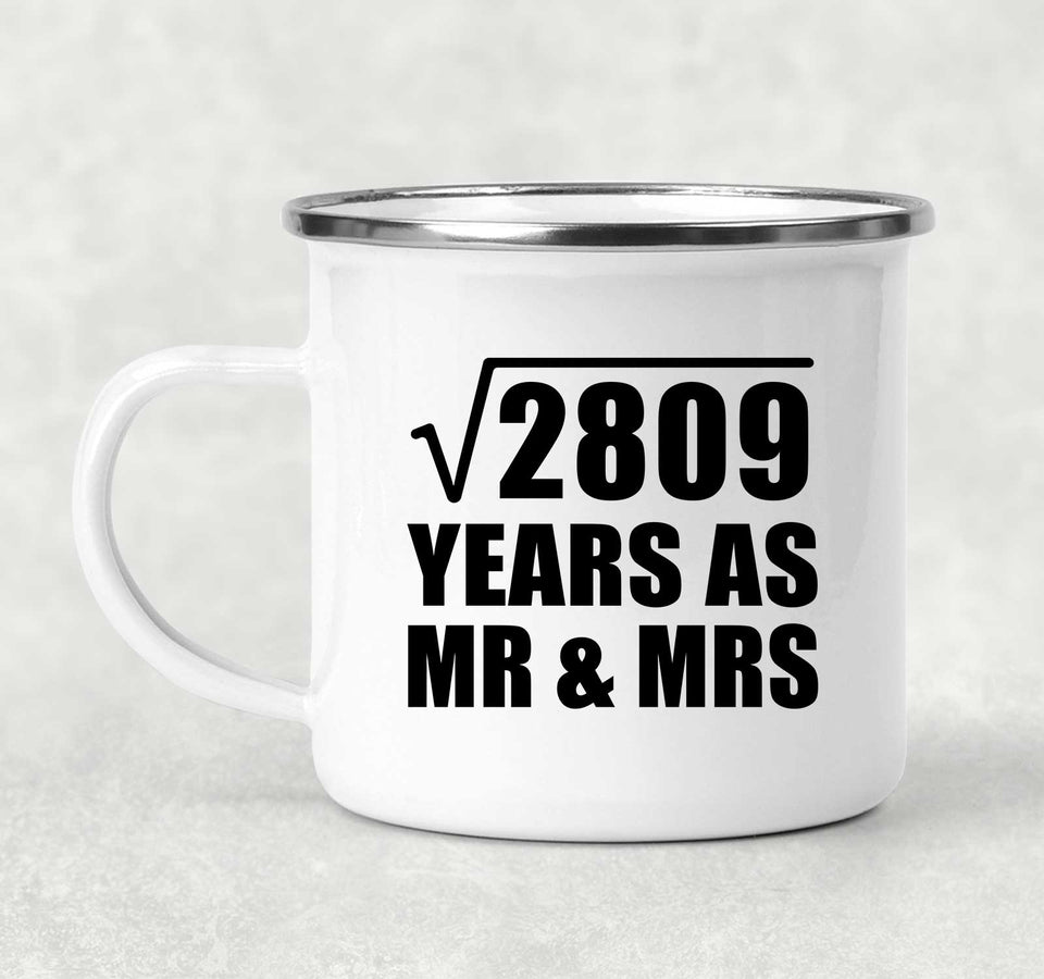 53rd Anniversary Square Root of 2809 Years As Mr & Mrs - 12oz Camping Mug