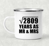 53rd Anniversary Square Root of 2809 Years As Mr & Mrs - 12oz Camping Mug