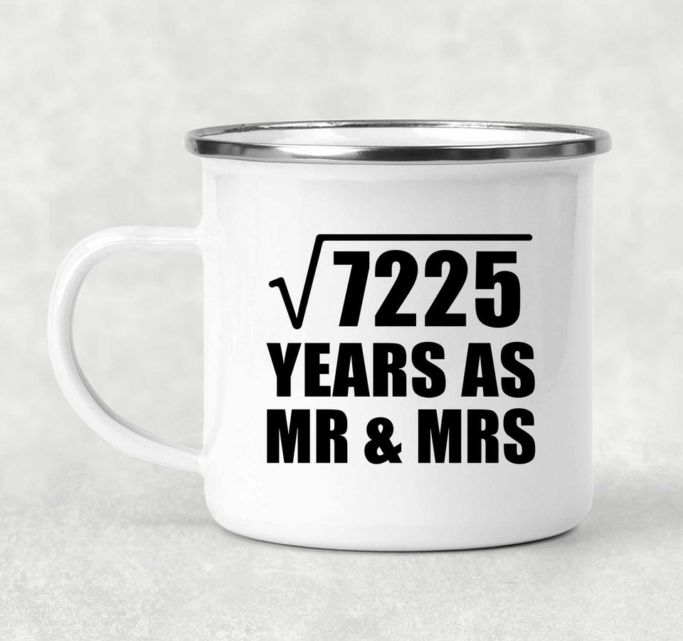 85th Anniversary Square Root of 7225 Years As Mr & Mrs - 12oz Camping Mug
