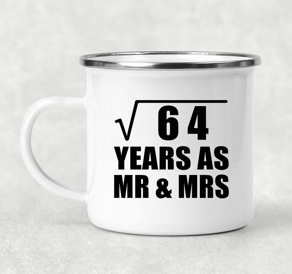 8th Anniversary Square Root of 64 Years As Mr & Mrs - 12oz Camping Mug