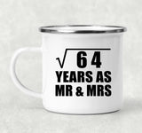 8th Anniversary Square Root of 64 Years As Mr & Mrs - 12oz Camping Mug