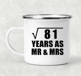 9th Anniversary Square Root of 81 Years As Mr & Mrs - 12oz Camping Mug