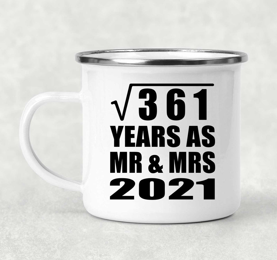 19th Anniversary Square Root of 361 Years As Mr & Mrs 2021 - 12oz Camping Mug