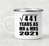 21st Anniversary Square Root of 441 Years As Mr & Mrs 2021 - 12oz Camping Mug