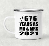 26th Anniversary Square Root of 676 Years As Mr & Mrs 2021 - 12oz Camping Mug