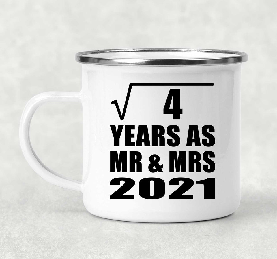 2nd Anniversary Square Root of 4 Years As Mr & Mrs 2021 - 12oz Camping Mug