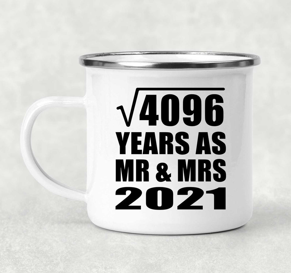 64th Anniversary Square Root of 4096 Years As Mr & Mrs 2021 - 12oz Camping Mug
