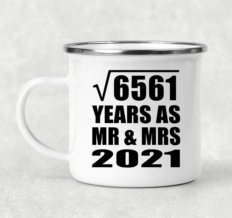 81st Anniversary Square Root of 6561 Years As Mr & Mrs 2021 - 12oz Camping Mug
