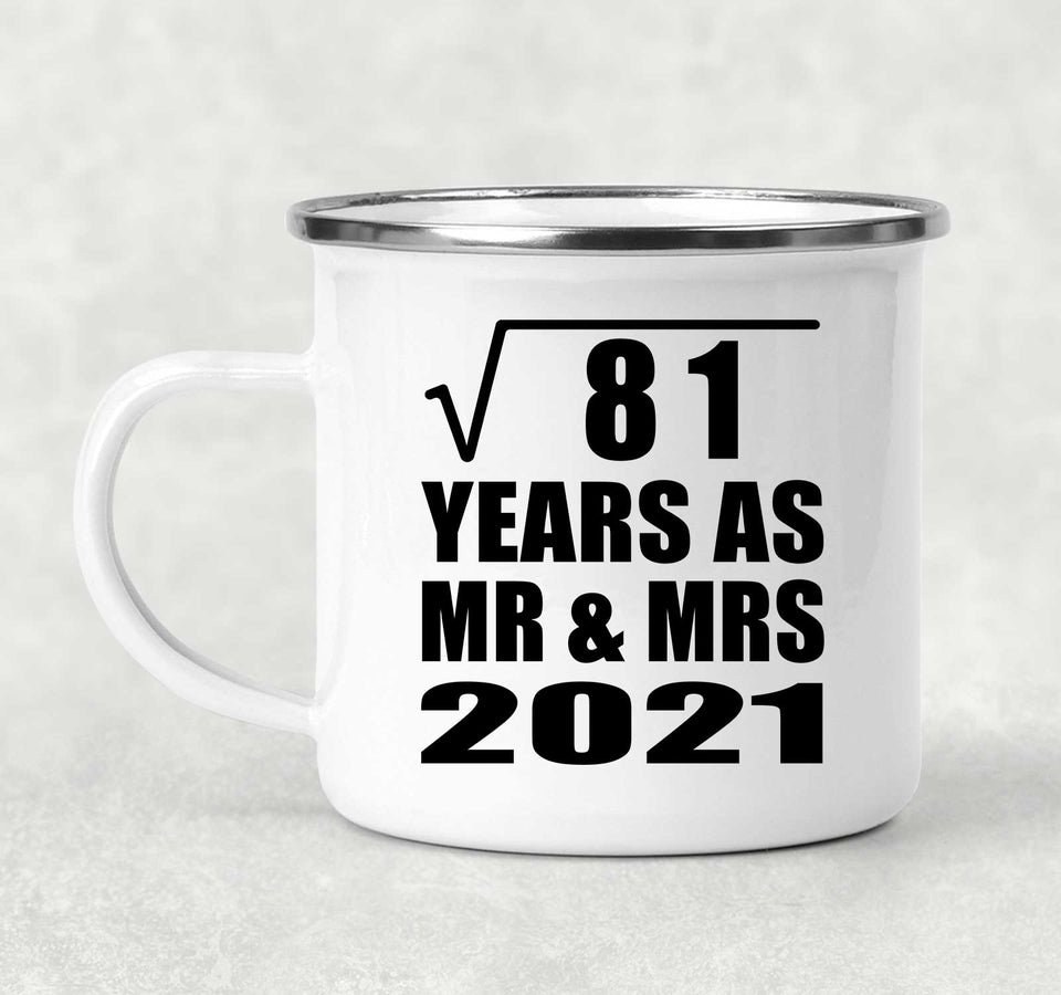 9th Anniversary Square Root of 81 Years As Mr & Mrs 2021 - 12oz Camping Mug