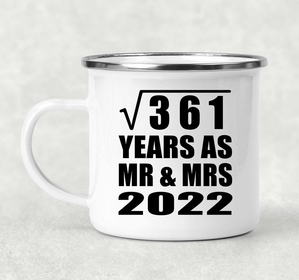 19th Anniversary Square Root of 361 Years As Mr & Mrs 2022 - 12oz Camping Mug