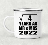 2nd Anniversary Square Root of 4 Years As Mr & Mrs 2022 - 12oz Camping Mug