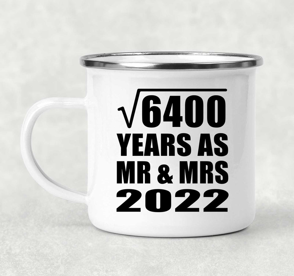 80th Anniversary Square Root of 6400 Years As Mr & Mrs 2022 - 12oz Camping Mug