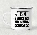 8th Anniversary Square Root of 64 Years As Mr & Mrs 2022 - 12oz Camping Mug